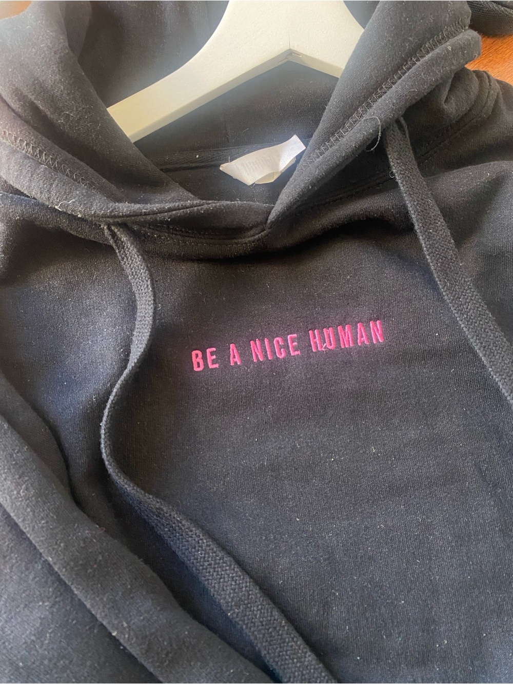 “Be A Nice Human” Black Graphic Hoodie Relaxed Fit
